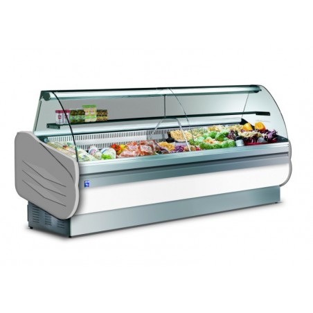 SMALLE GEKOELDE TOONBANK, NEERKLAPBARE GEBOGEN RUITEN, MET RESERVE, L 1480 MM FVMS150 TECNODOM