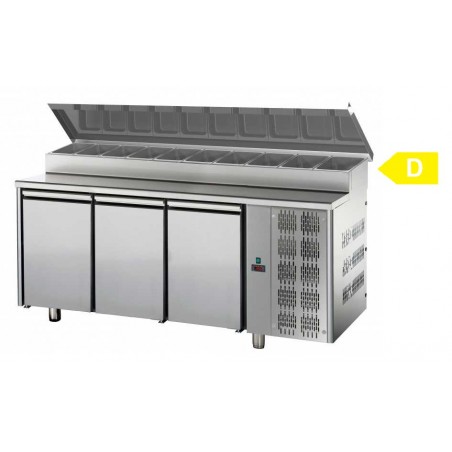 FRIGO TABLE POSITIF AVEC STRUCTURE - 3 PORTES - PROFONDEUR 700 MM FTAB7003EN TECNODOM