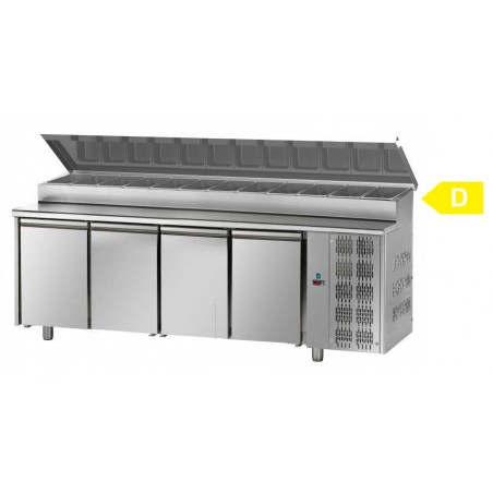 FRIGO TABLE POSITIF AVEC STRUCTURE - 4 PORTES - PROFONDEUR 700 MM FTAB7004EN TECNODOM
