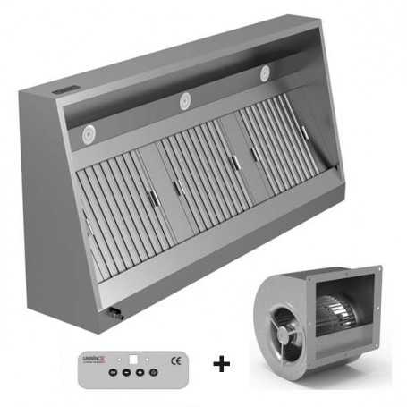 HOTTE MURALE EN INOX COMPLETEMENT EQUIPEE, L 2500 MM JHESS925 UNNINOX