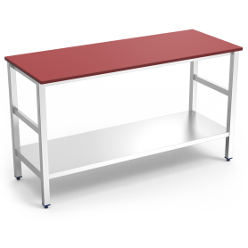 TABLE DE BOUCHERIE AVEC PLAN EN POLYETHYLENE ROUGE, L 1500 MM JT1BR-15070 FRICOSMOS