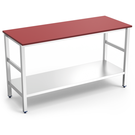 TABLE DE BOUCHERIE AVEC PLAN EN POLYETHYLENE ROUGE, L 1500 MM JT1BR-15070 FRICOSMOS