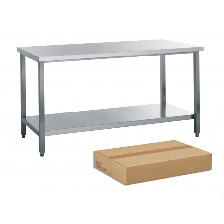 TABLE DE TRAVAIL INOX DEMONTABLE, AVEC SOUTABLETTE, L 1600 MM JT1KIT-16070 FORCAR